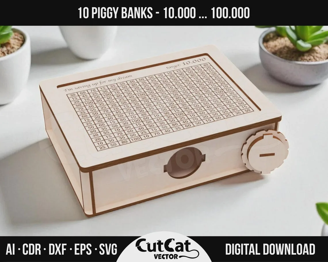 Target Piggy Bank laser cut file – view 3