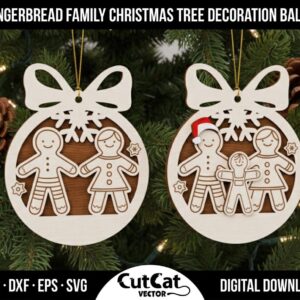 Gingerbread Family Christmas Ornament laser cut file