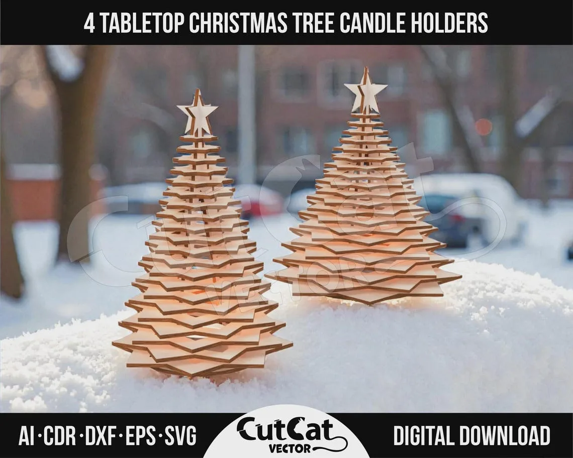 3D Christmas Tree Lantern laser cut file – view 3