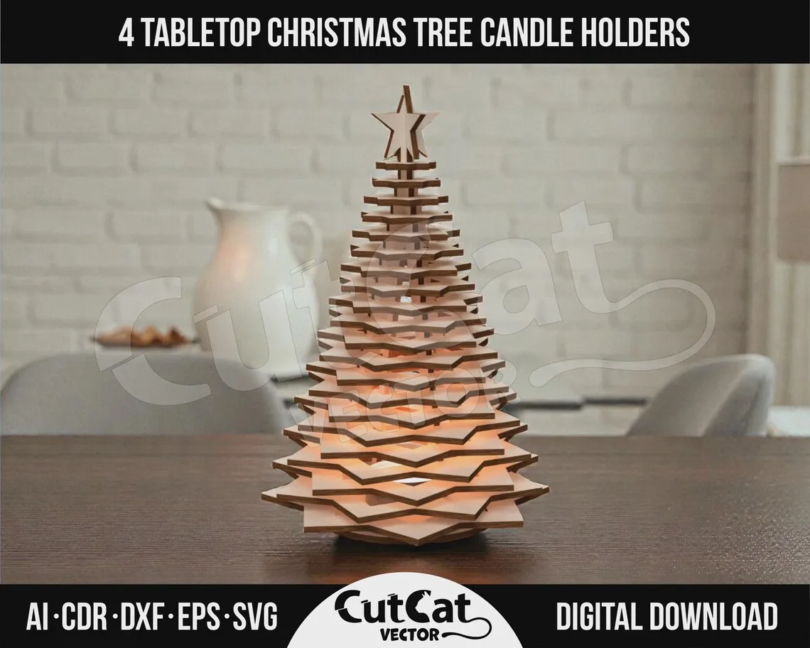 3D Christmas Tree Lantern laser cut file – view 2