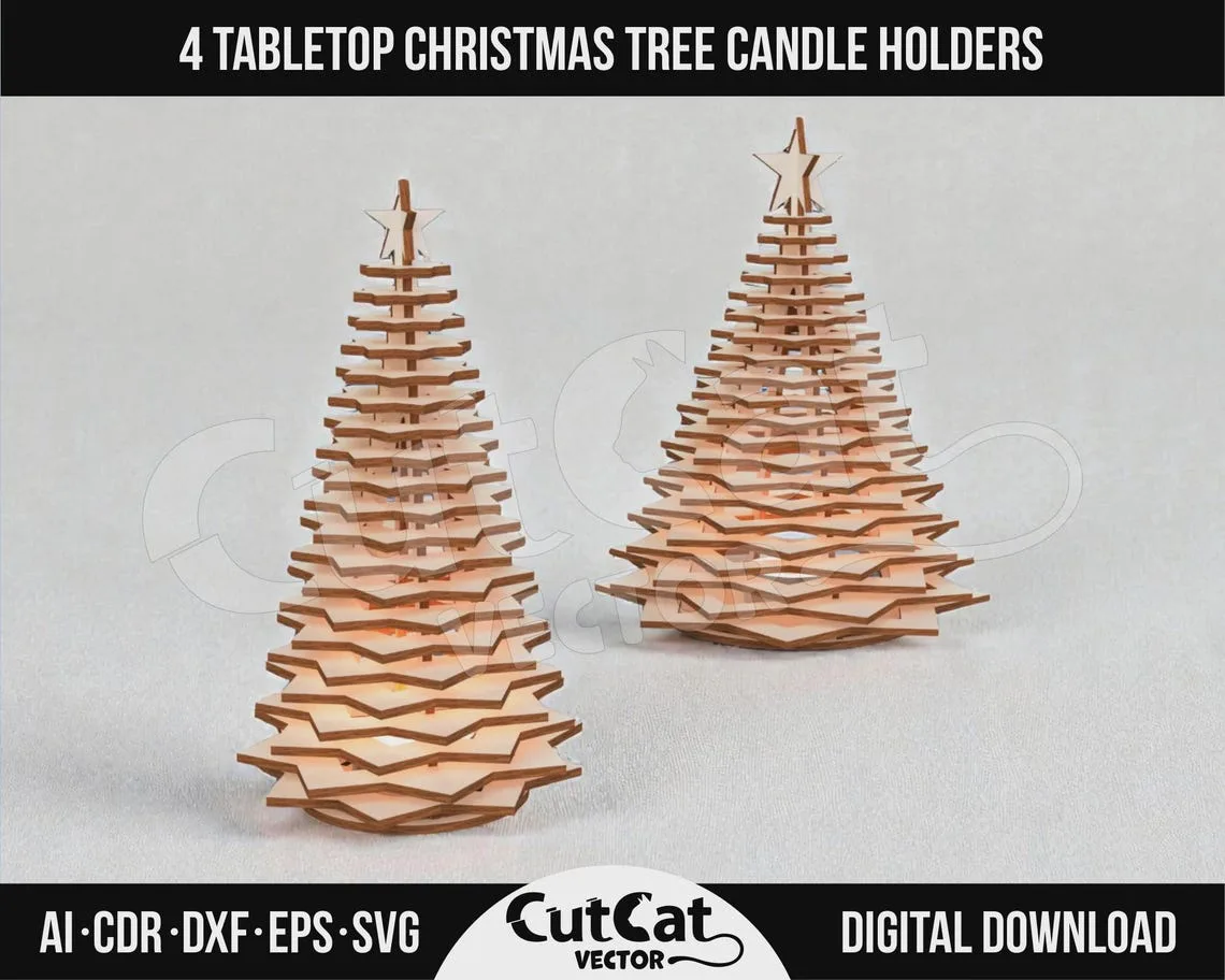 3D Christmas Tree Lantern laser cut file