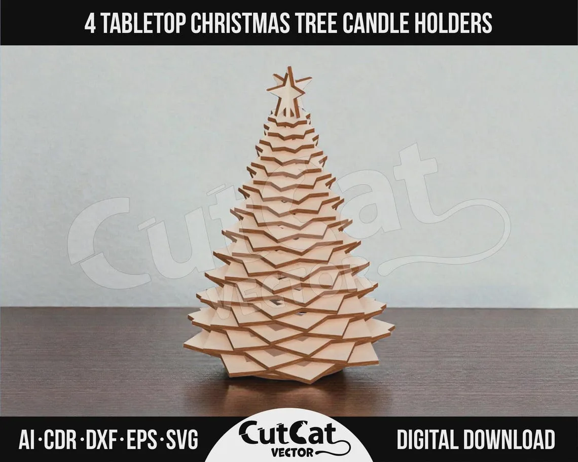 3D Christmas Tree Lantern laser cut file – view 5