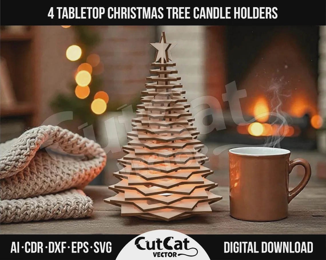 3D Christmas Tree Lantern laser cut file – view 4