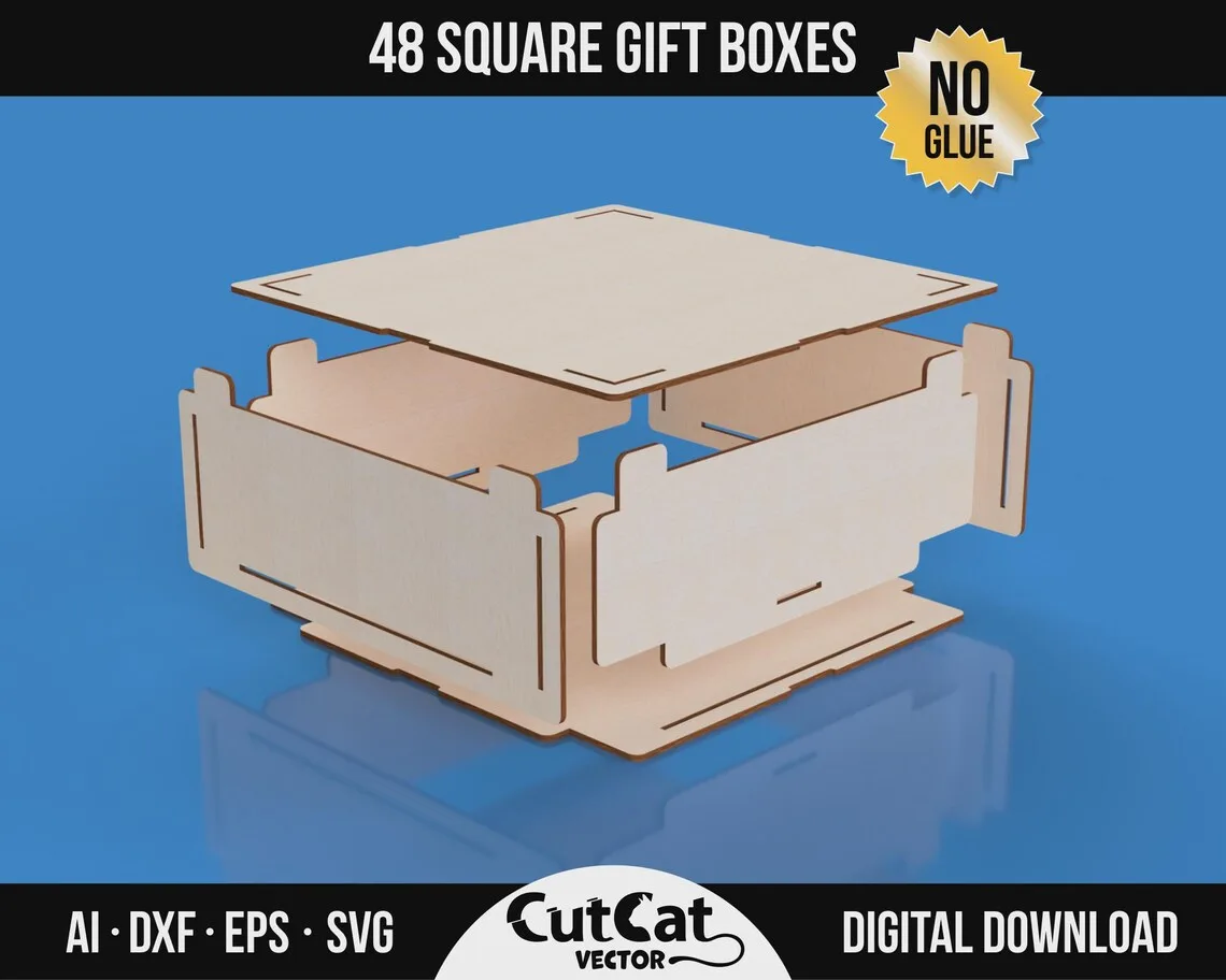 Square Gift Box Bundle laser cut file – view 3