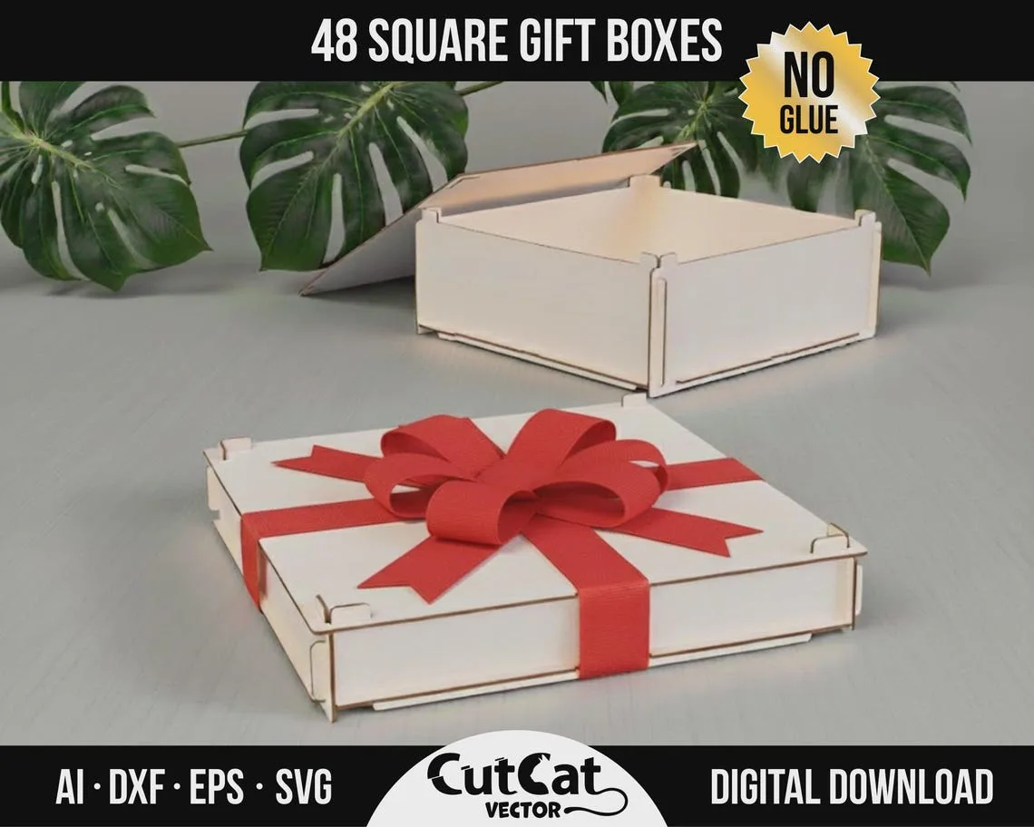 Square Gift Box Bundle laser cut file – view 2