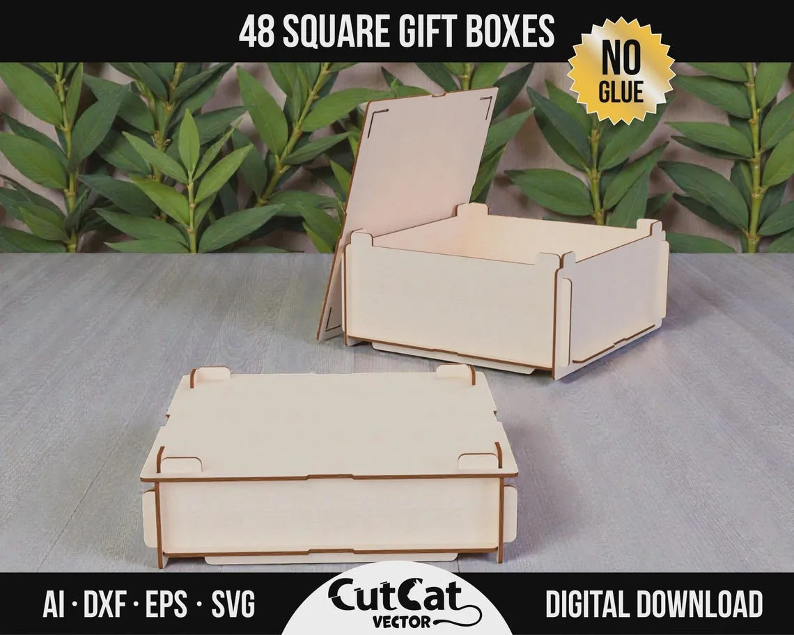 Square Gift Box Bundle laser cut file – view 4