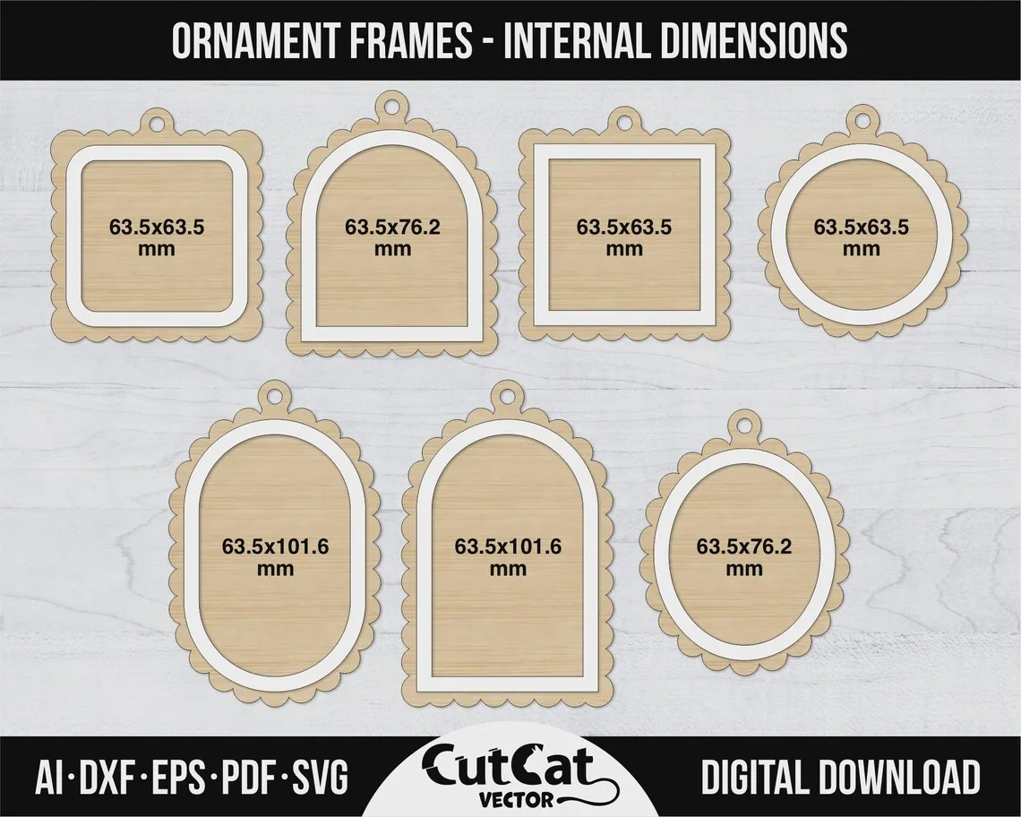 Ornament Frame Bundle laser cut file – view 2