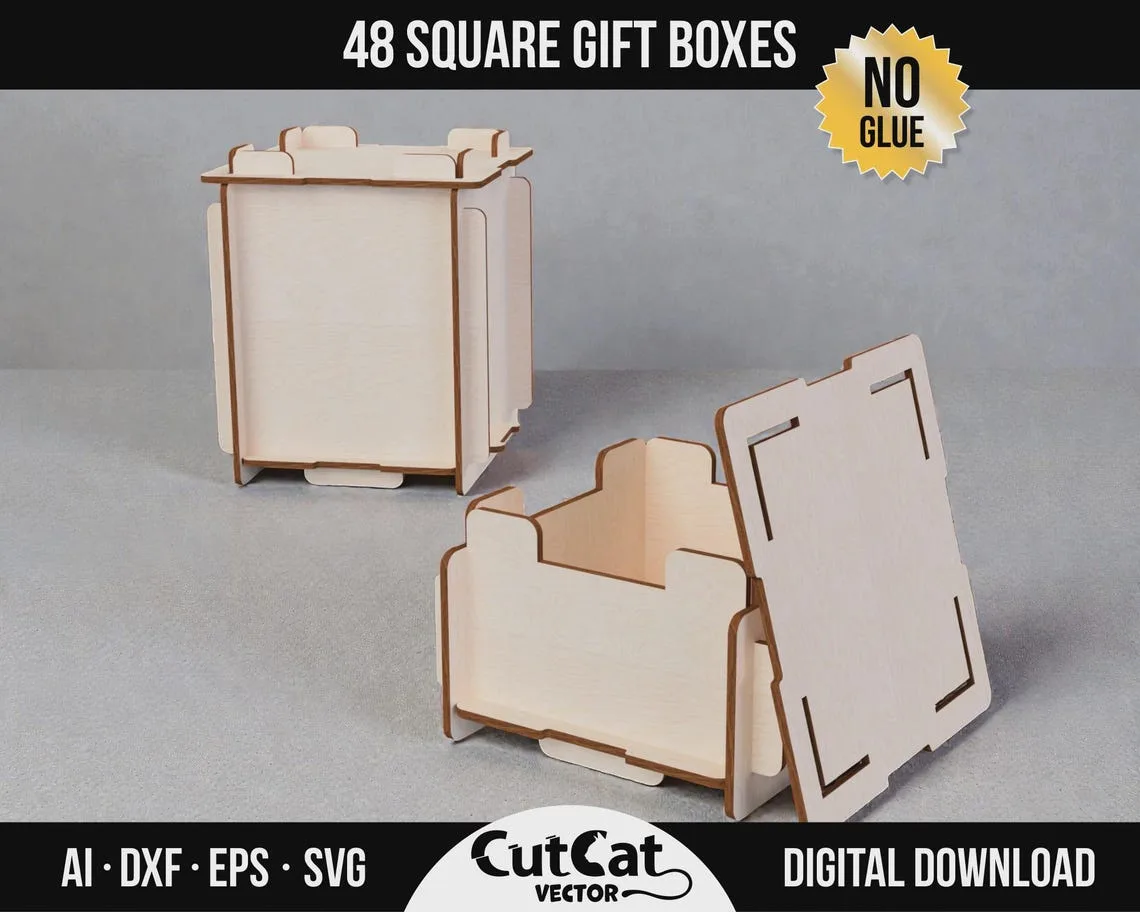 Square Gift Box Bundle laser cut file – view 5