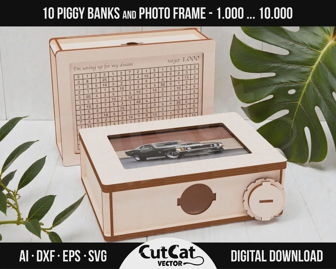 Savings Goal Piggy Bank laser cut file