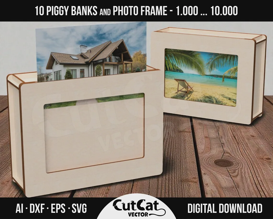 Savings Goal Piggy Bank laser cut file – view 4