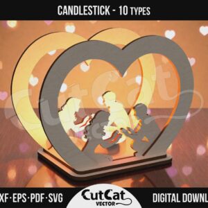 Heart Candle Holder Set laser cut file