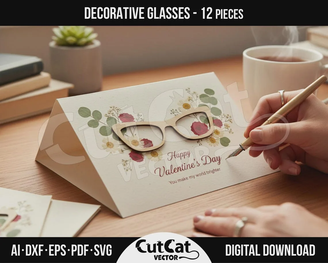 Decorative Eyeglasses laser cut file – view 2