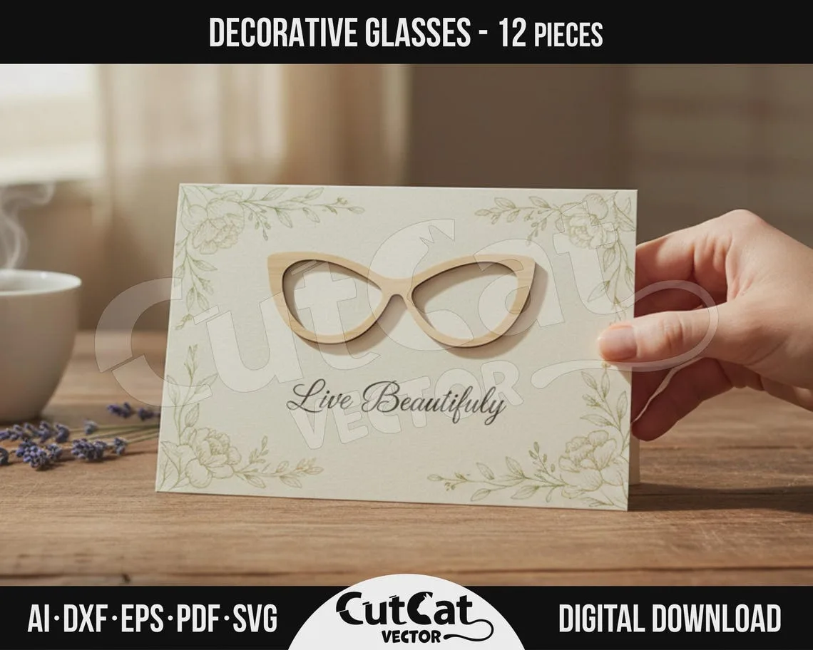 Decorative Eyeglasses laser cut file – view 3