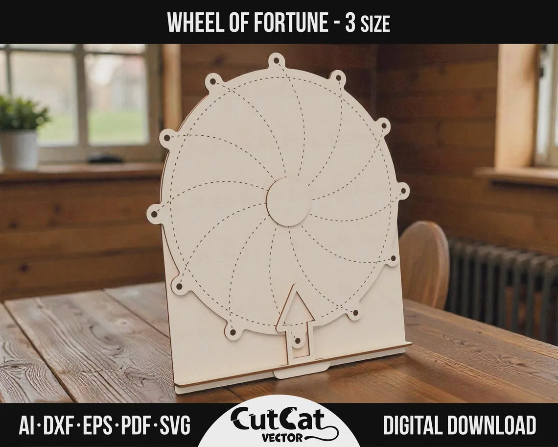 Spinning Prize Wheel laser cut file
