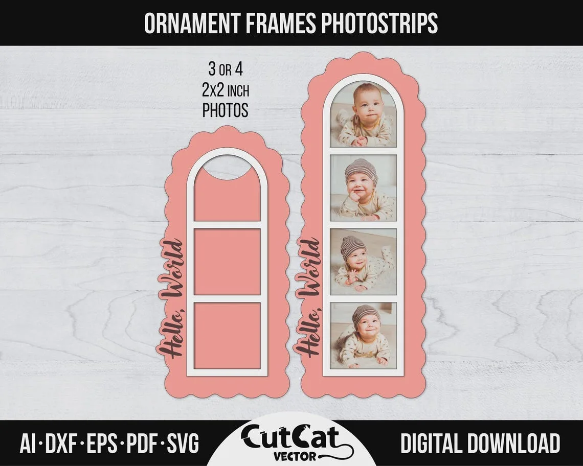 Ornament Photo Strip Frame laser cut file – view 4