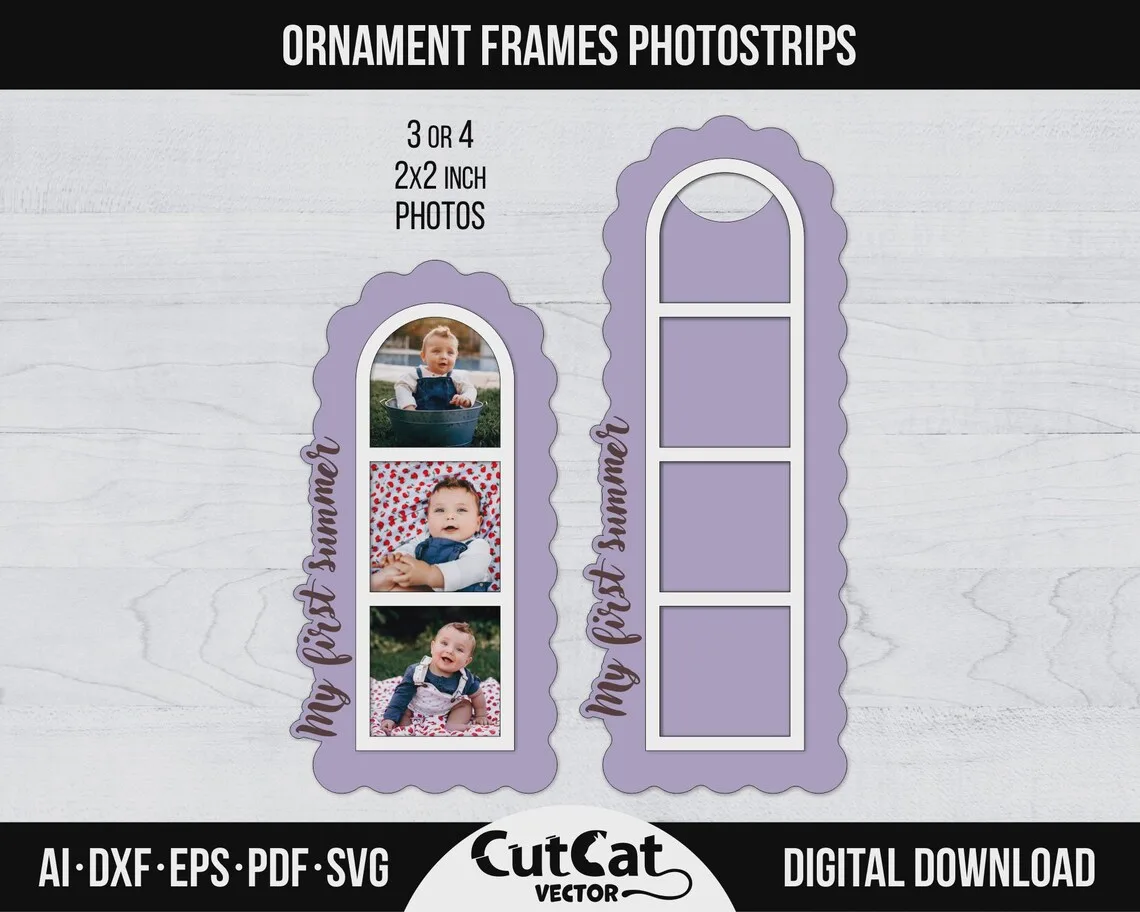 Ornament Photo Strip Frame laser cut file – view 5