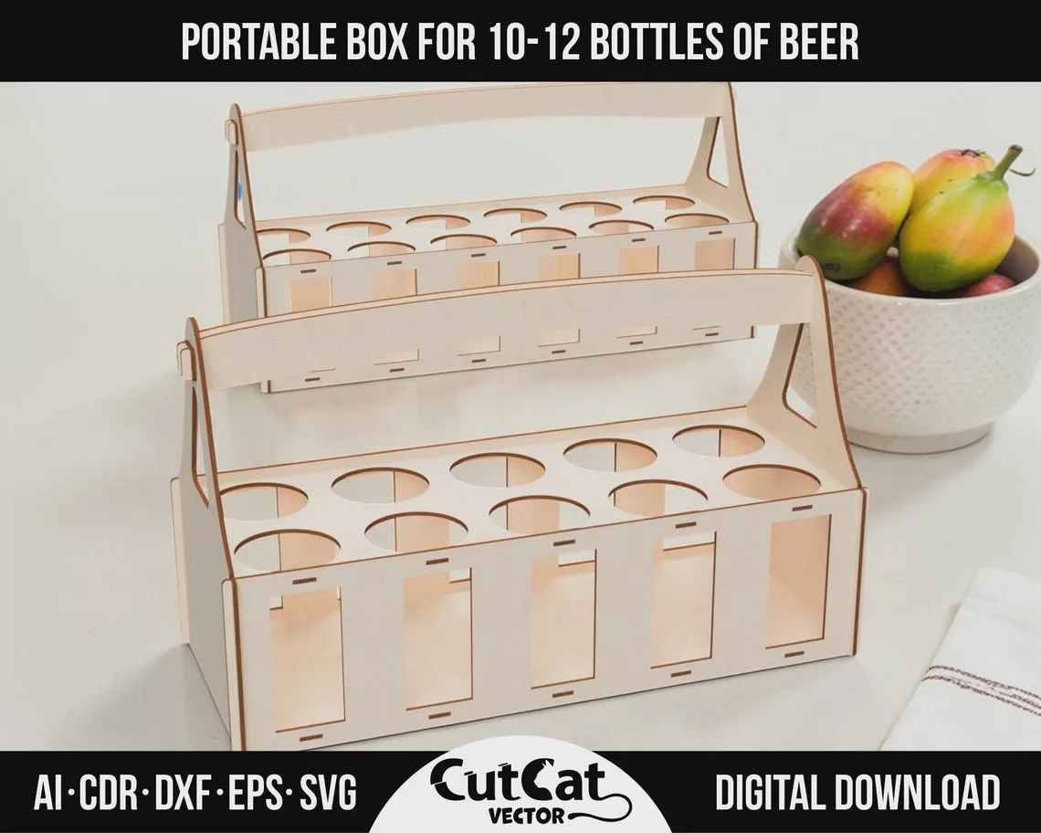 Beer Bottle Box laser cut file – view 5