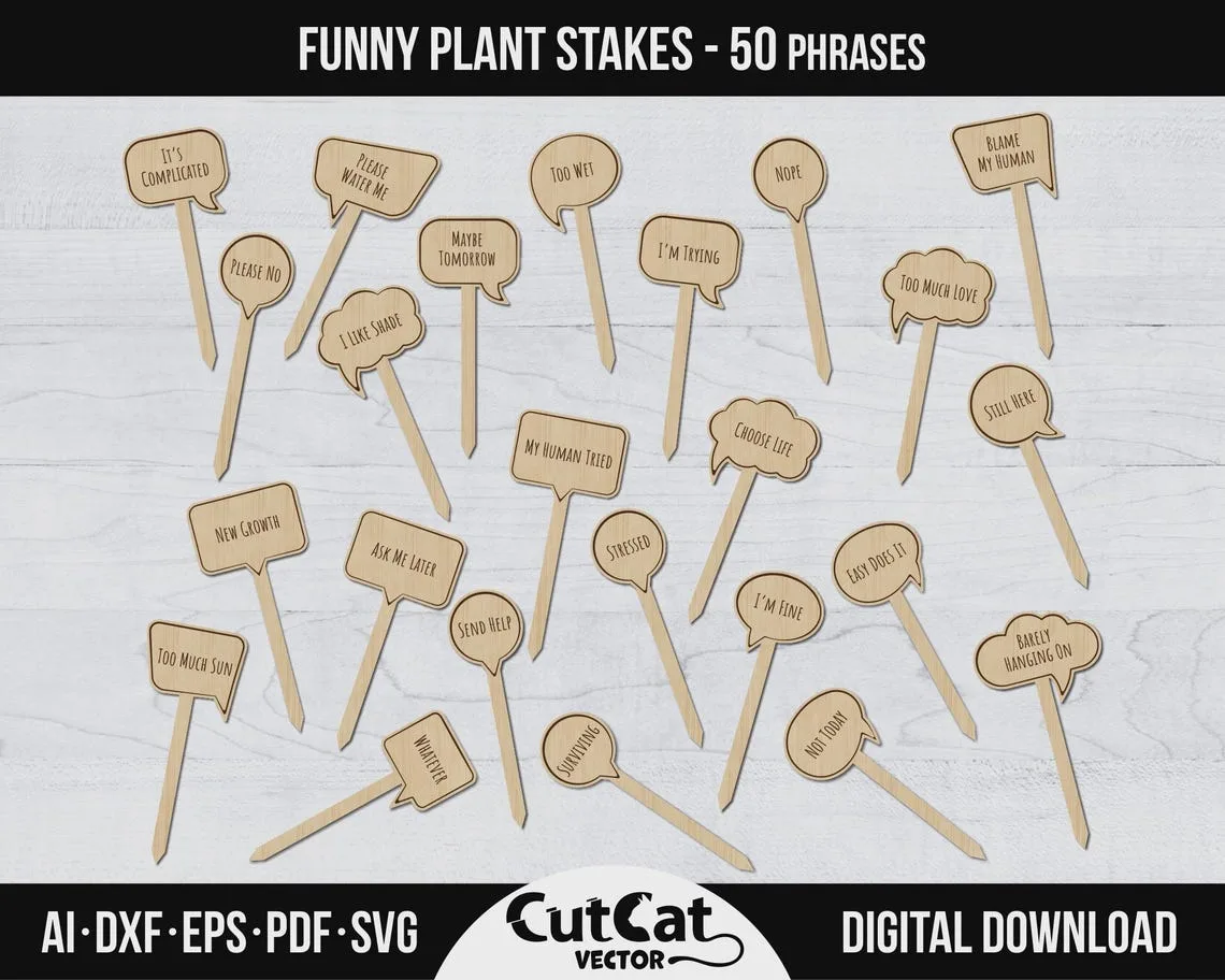 Funny Plant Stakes laser cut file – view 3