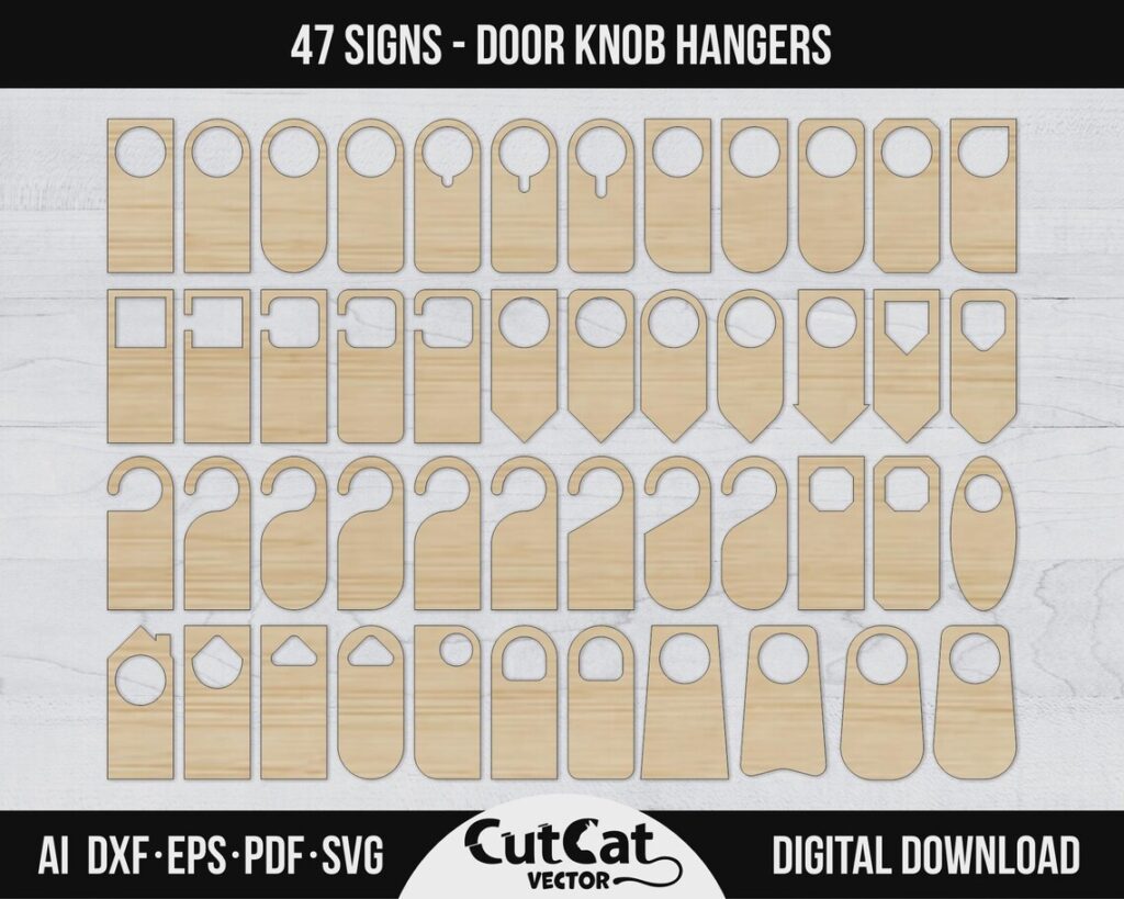 Door Hanger SVG Bundle – 47 Blank Door Knob Sign Templates