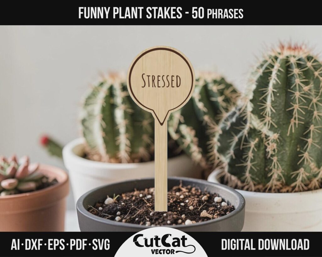 Funny Plant Stakes SVG – 50 Speech Bubble Markers for Plant Lovers