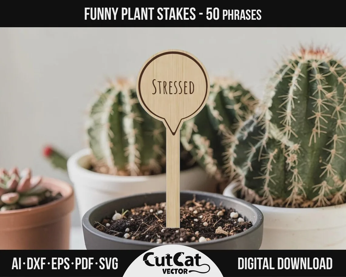 Funny Plant Stakes laser cut file
