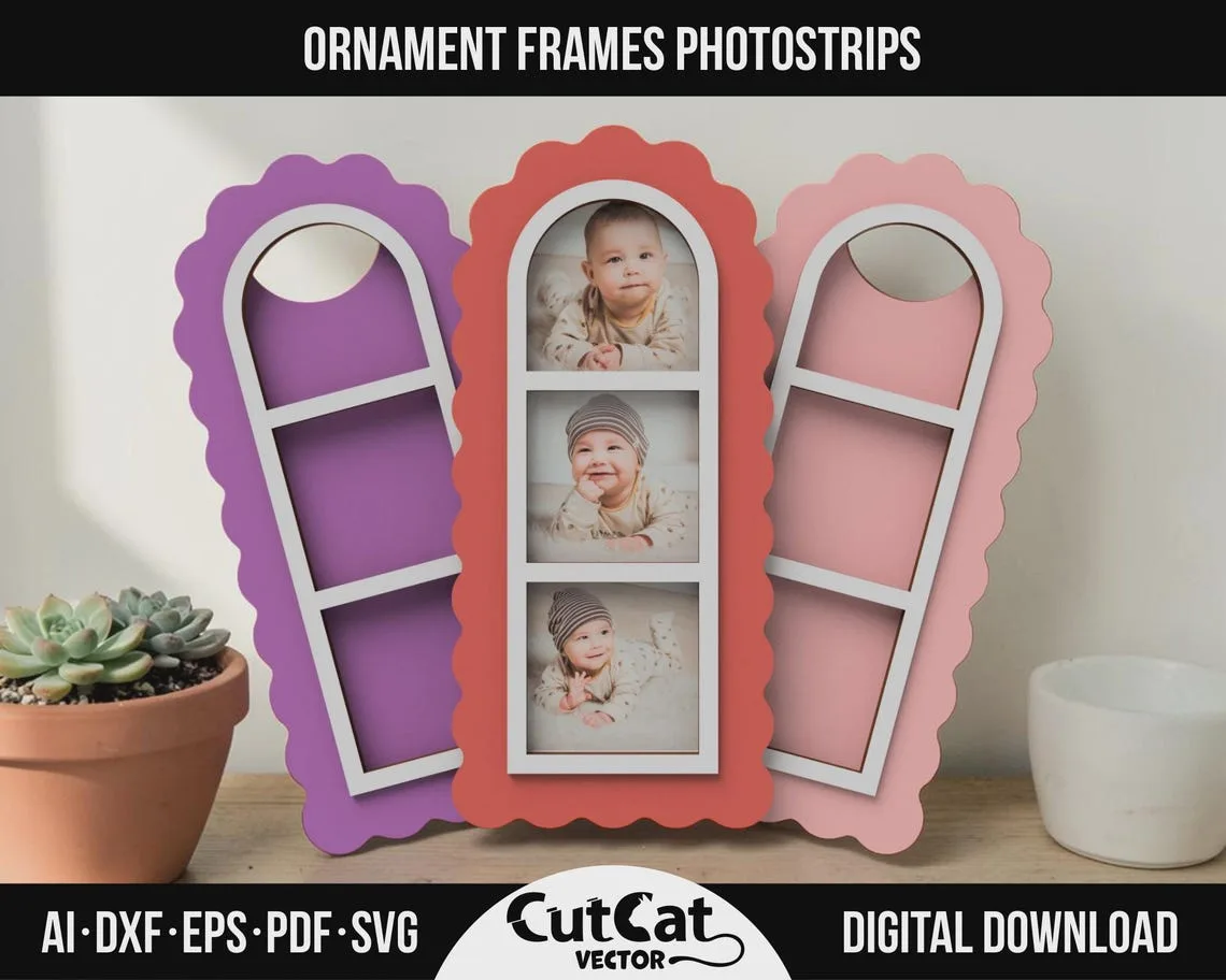 Ornament Photo Strip Frame laser cut file – view 2