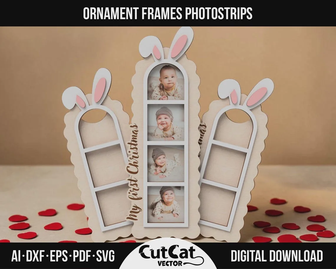 Ornament Photo Strip Frame laser cut file – view 3