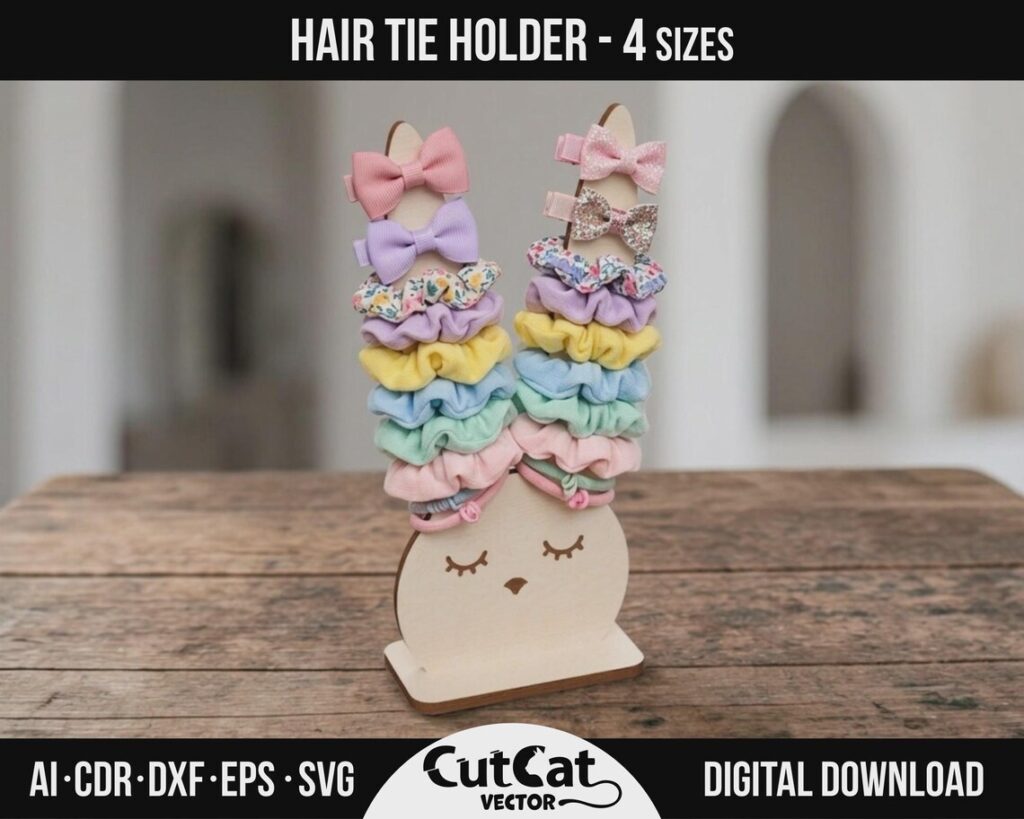 Hair Tie Holder SVG – Scrunchie Organizer Stand in 4 Sizes