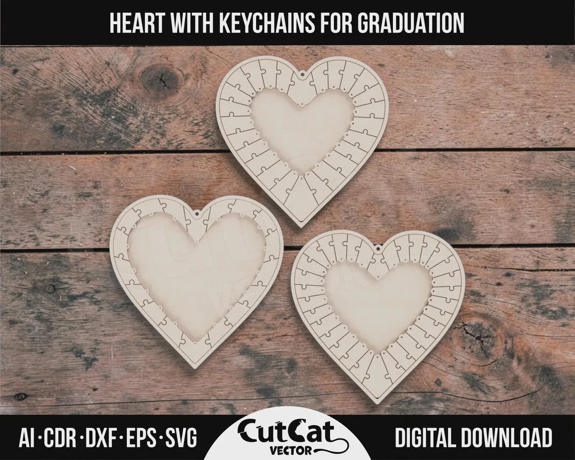 Graduation Heart Puzzle laser cut file – view 4