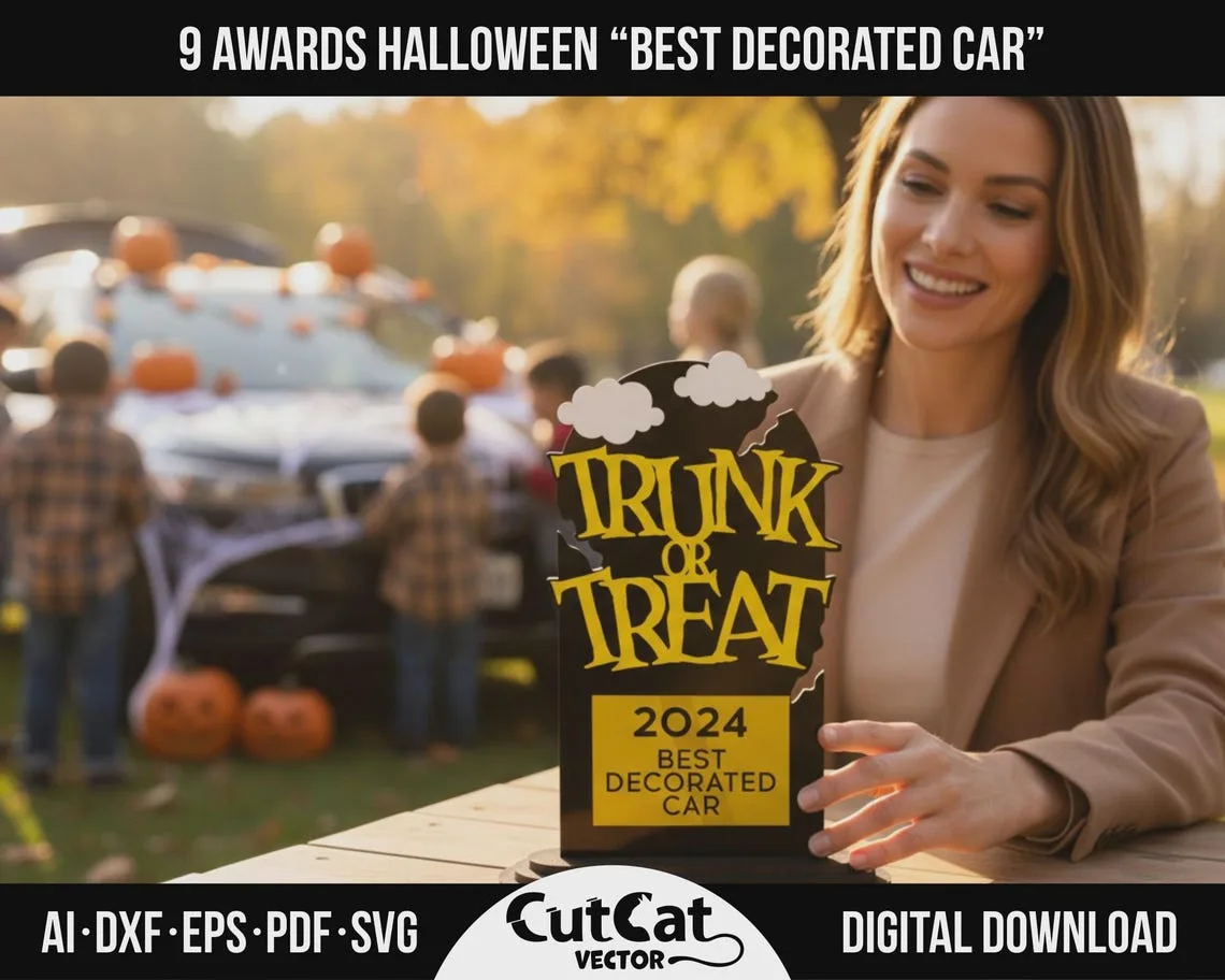 Trunk or Treat Award laser cut file – view 2