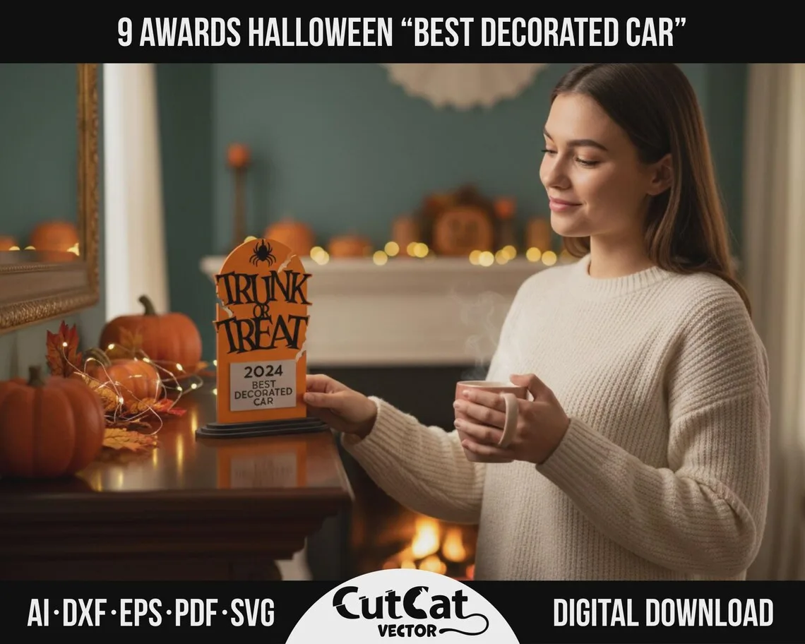 Trunk or Treat Award laser cut file – view 4