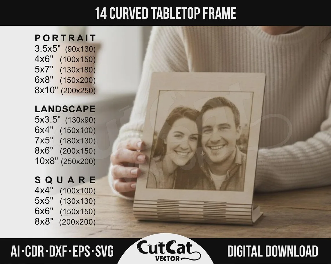 Curved Photo Frame Bundle laser cut file