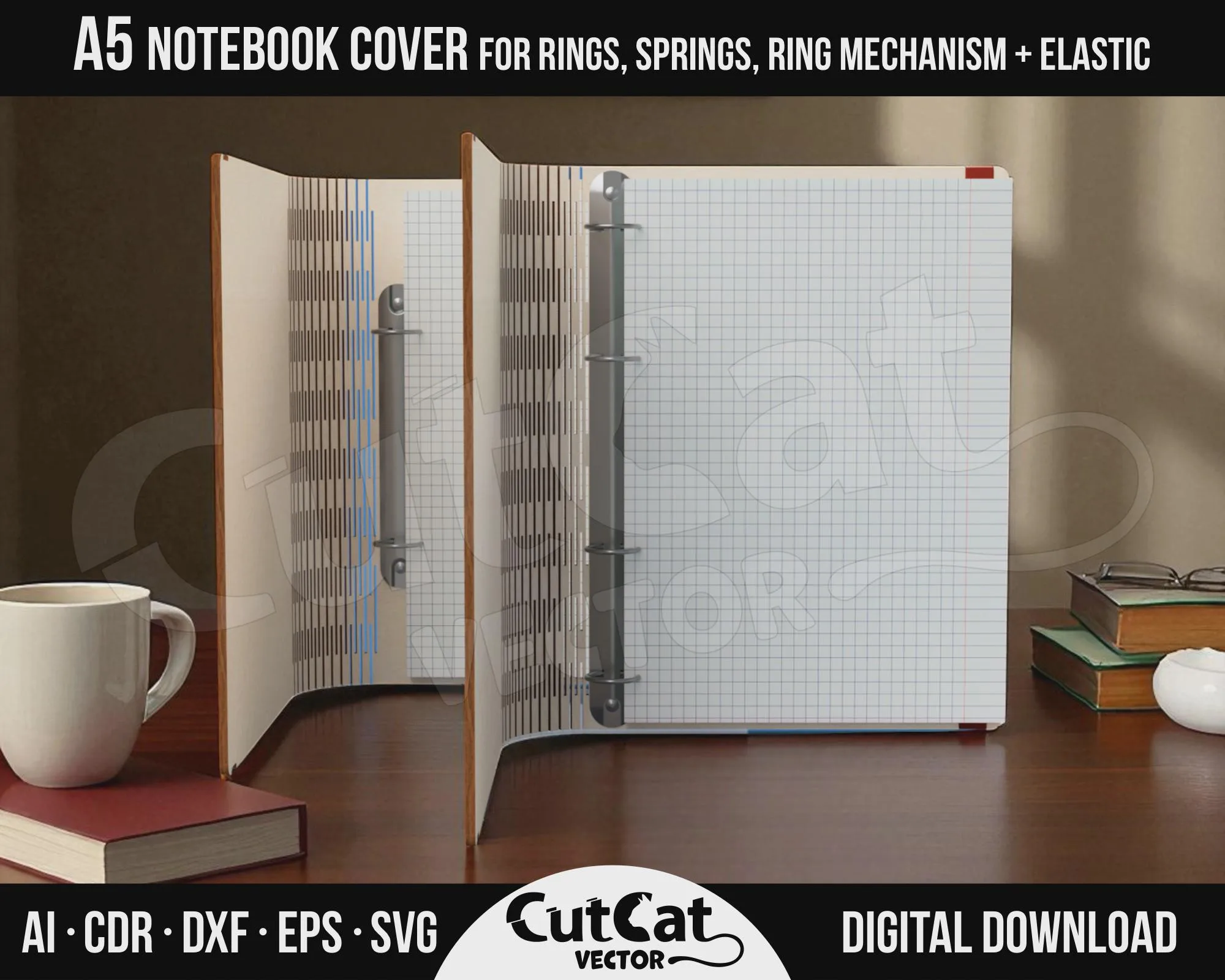 A5 Wooden Notebook Cover laser cut file – view 4