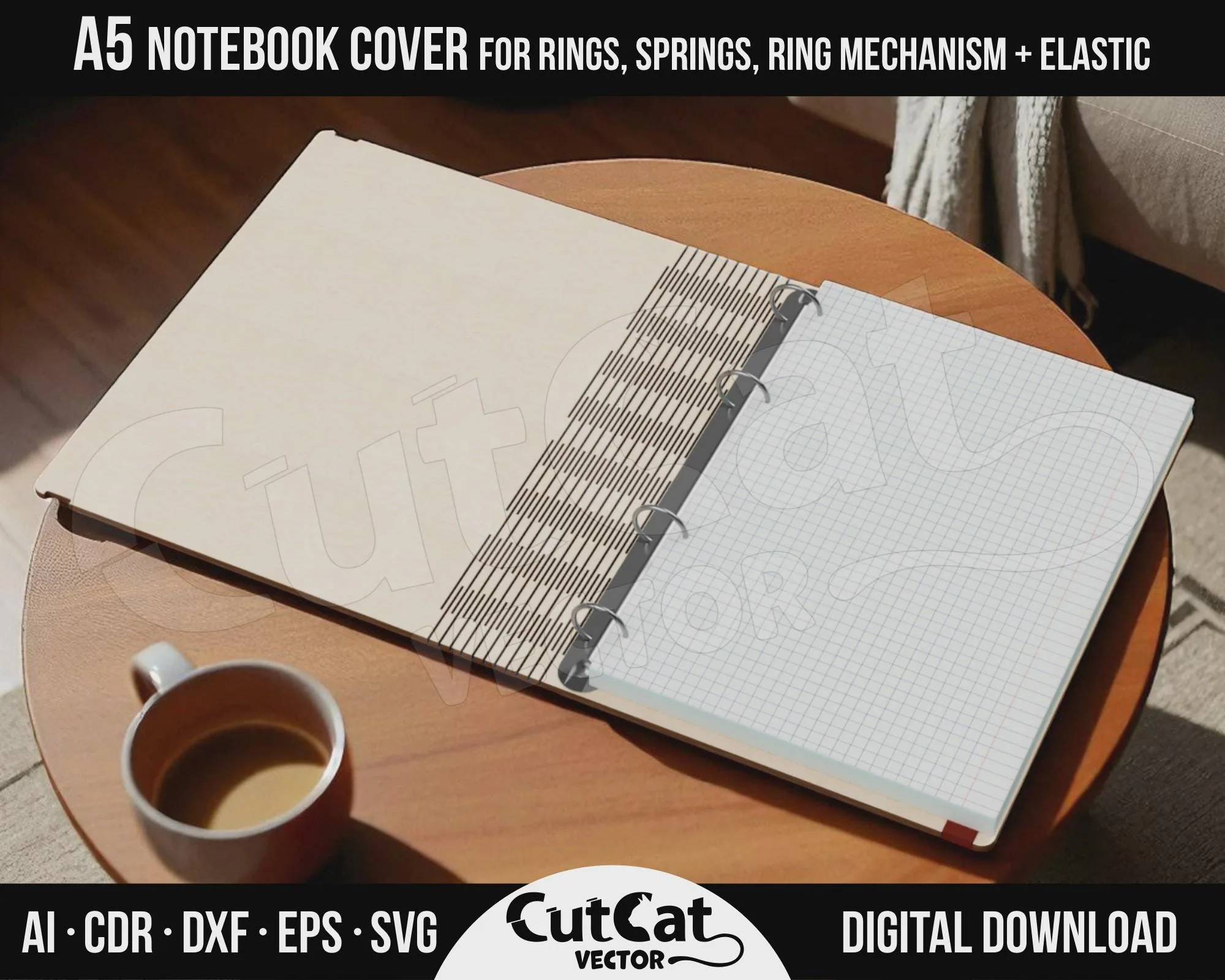 A5 Wooden Notebook Cover laser cut file – view 5