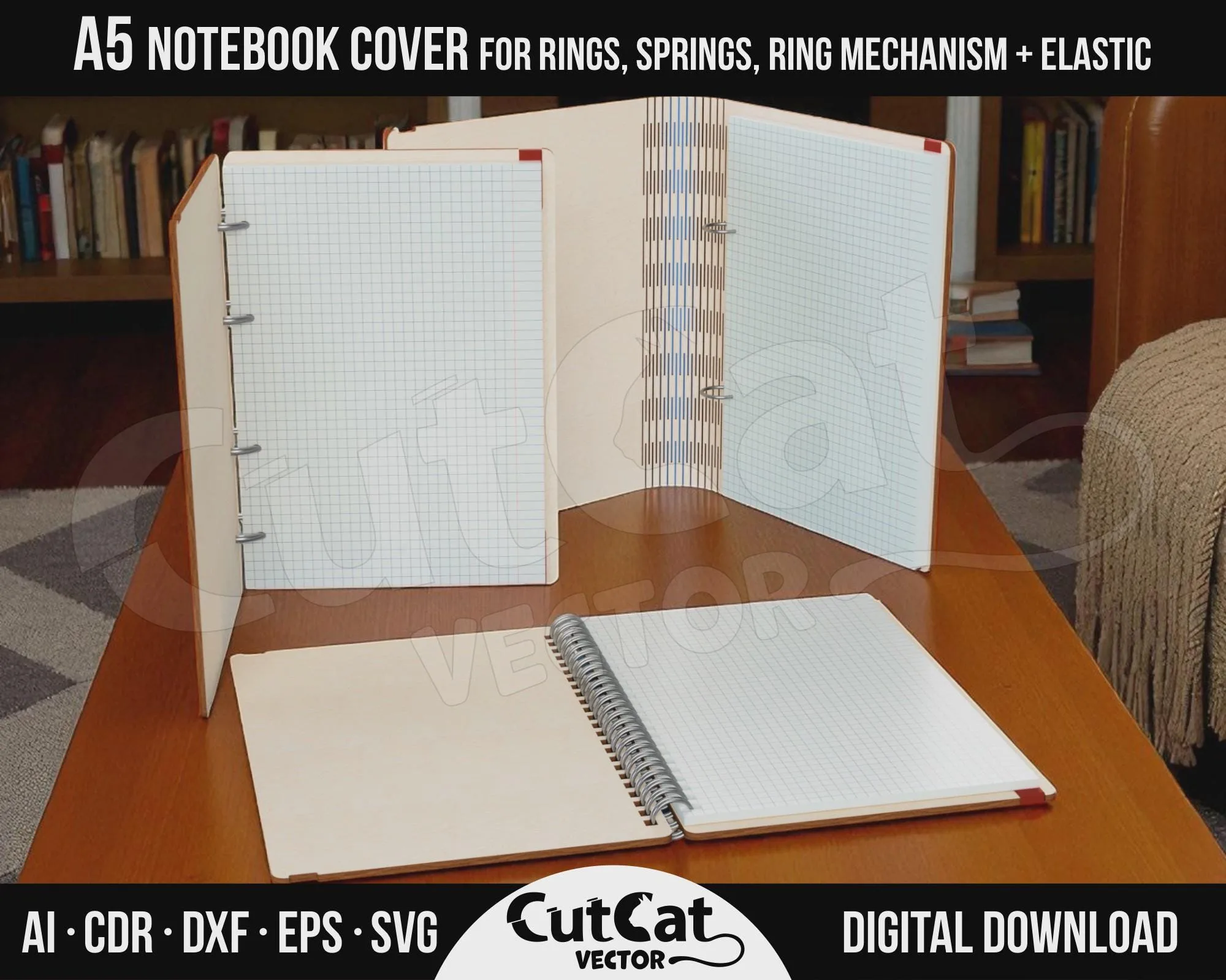 A5 Wooden Notebook Cover laser cut file – view 2