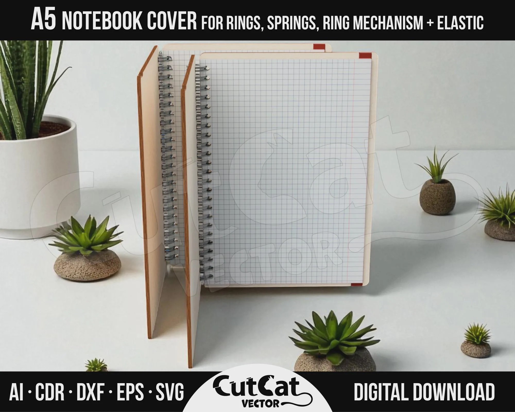 A5 Wooden Notebook Cover laser cut file – view 8