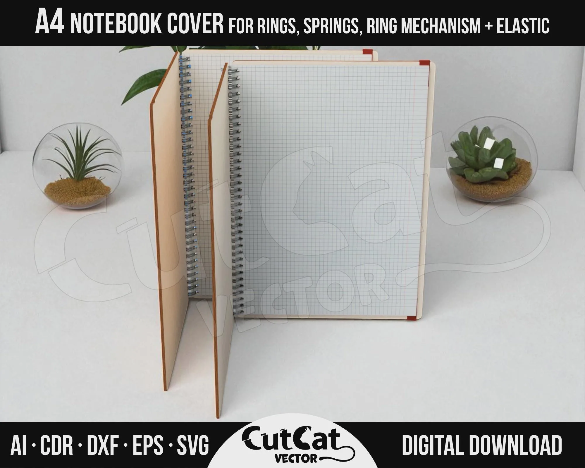 A4 Wooden Notebook Cover laser cut file – view 8