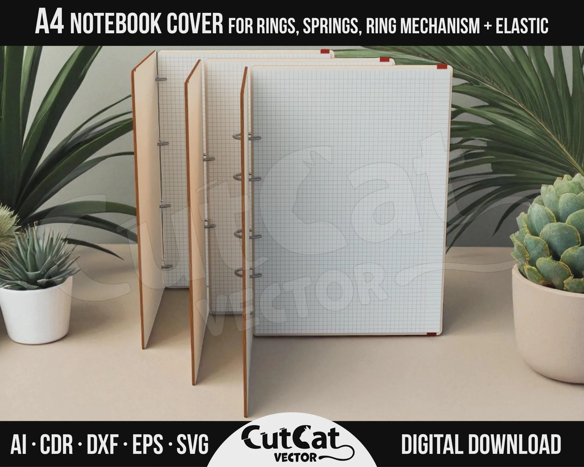 A4 Wooden Notebook Cover laser cut file – view 6