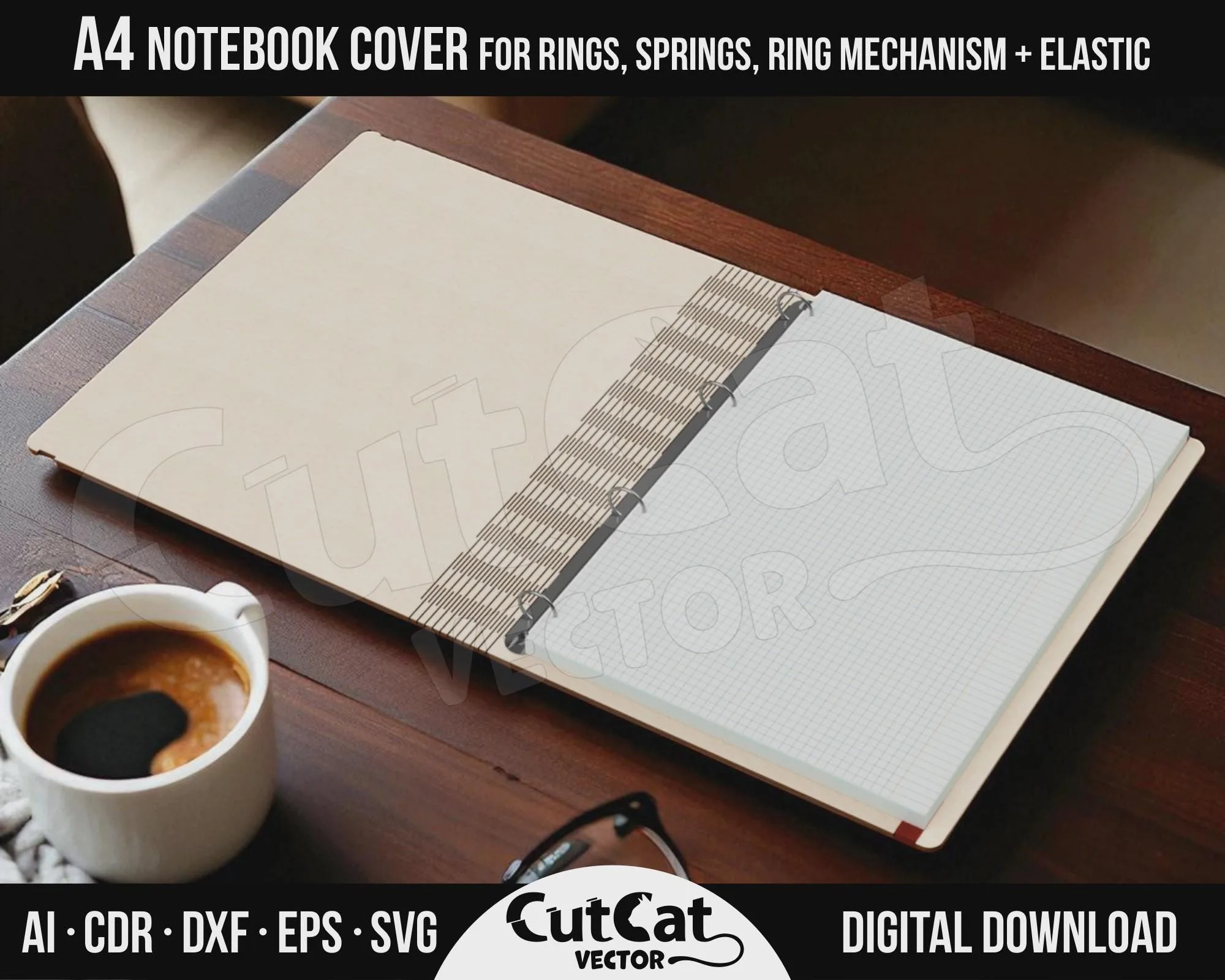 A4 Wooden Notebook Cover laser cut file – view 4