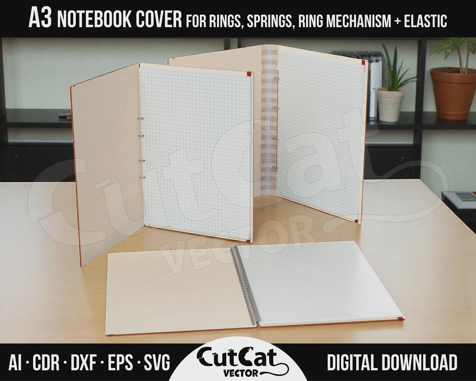 A3 Wooden Notebook Cover laser cut file – view 4