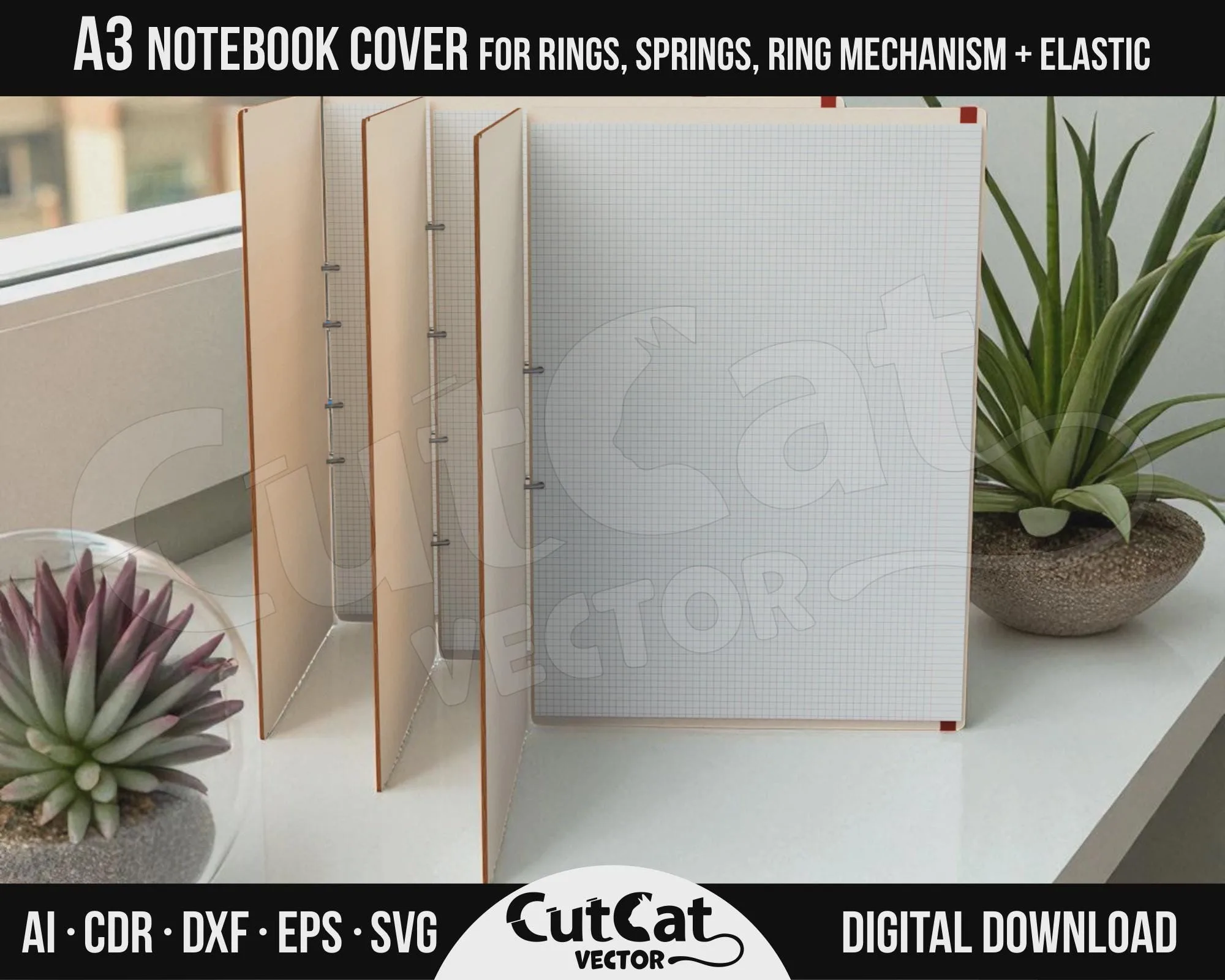 A3 Wooden Notebook Cover laser cut file – view 5