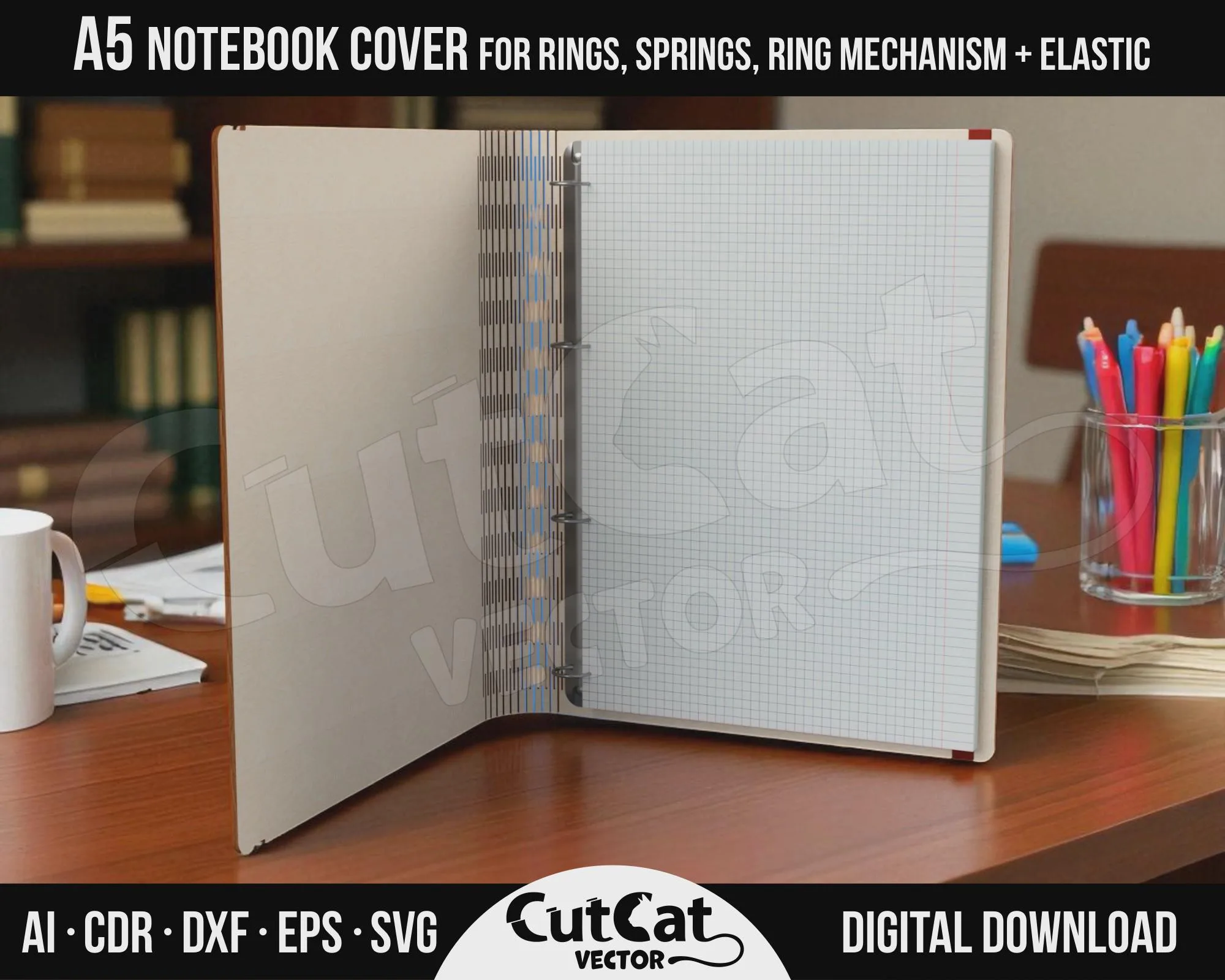 A5 Wooden Notebook Cover laser cut file – view 7