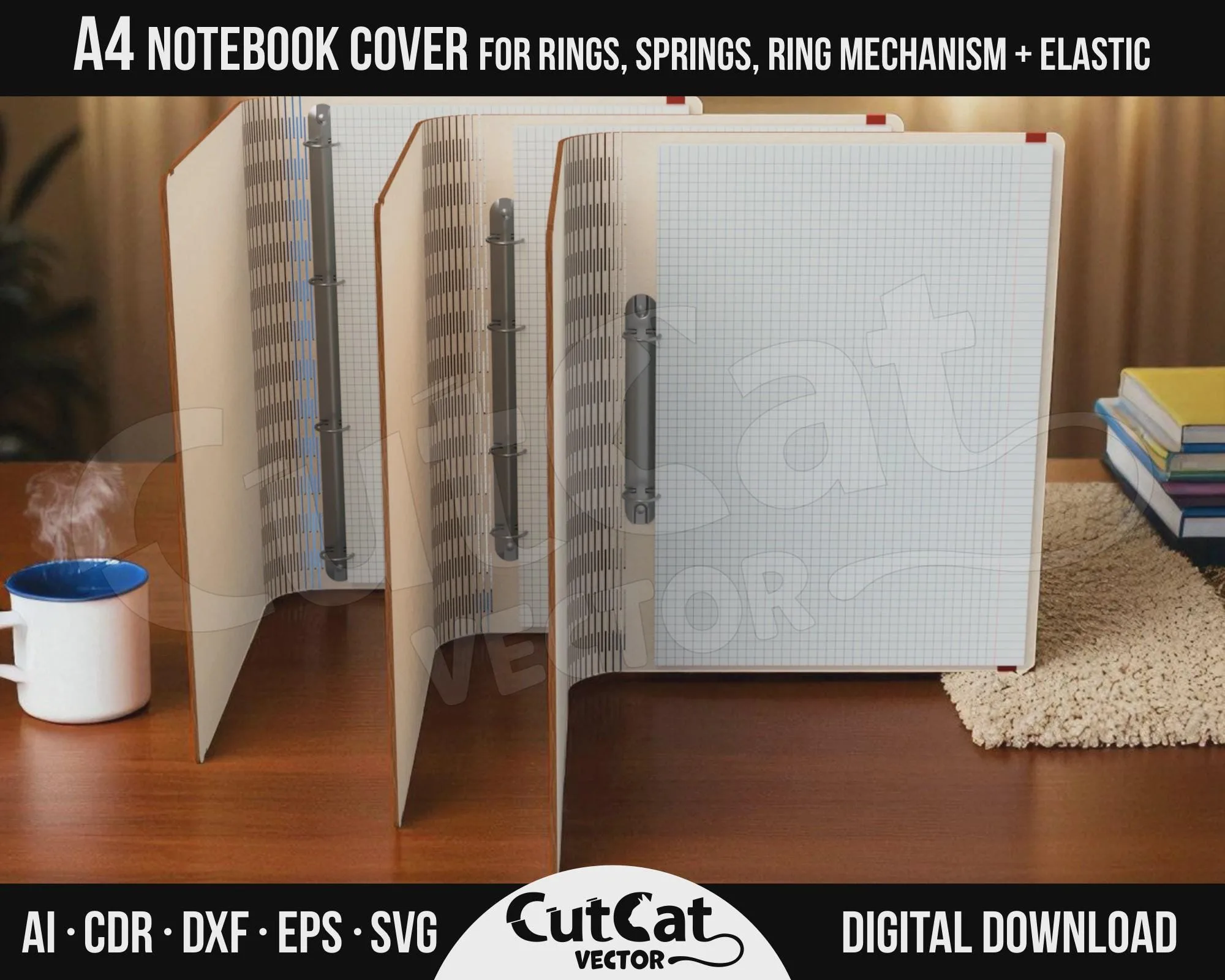 A4 Wooden Notebook Cover laser cut file – view 2