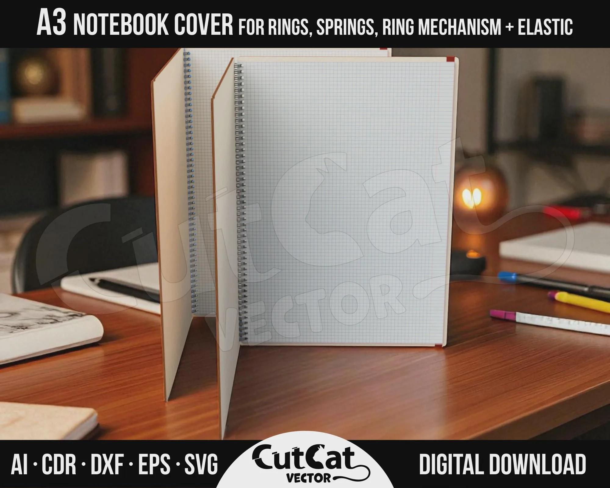 A3 Wooden Notebook Cover laser cut file – view 8