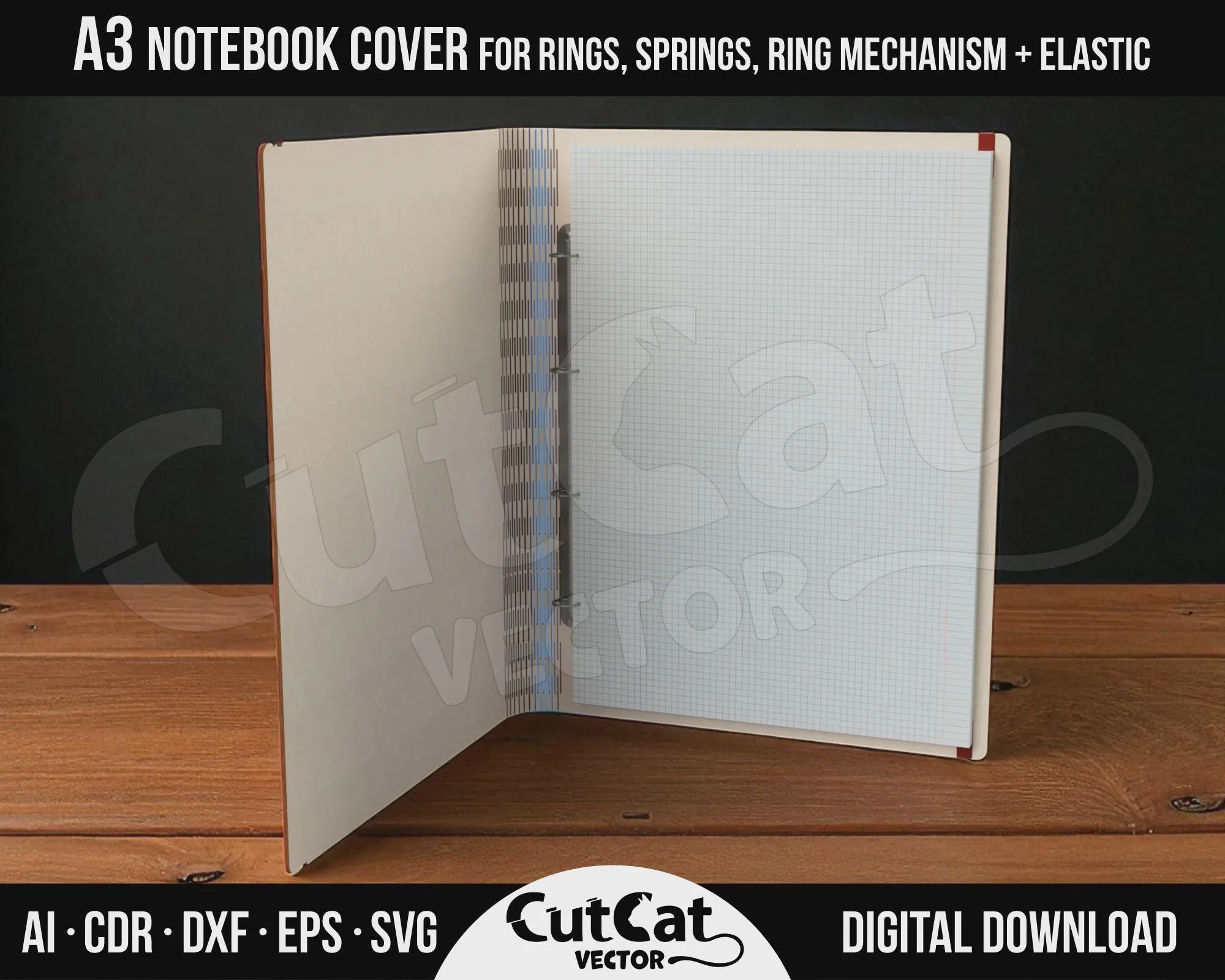 A3 Wooden Notebook Cover laser cut file – view 7