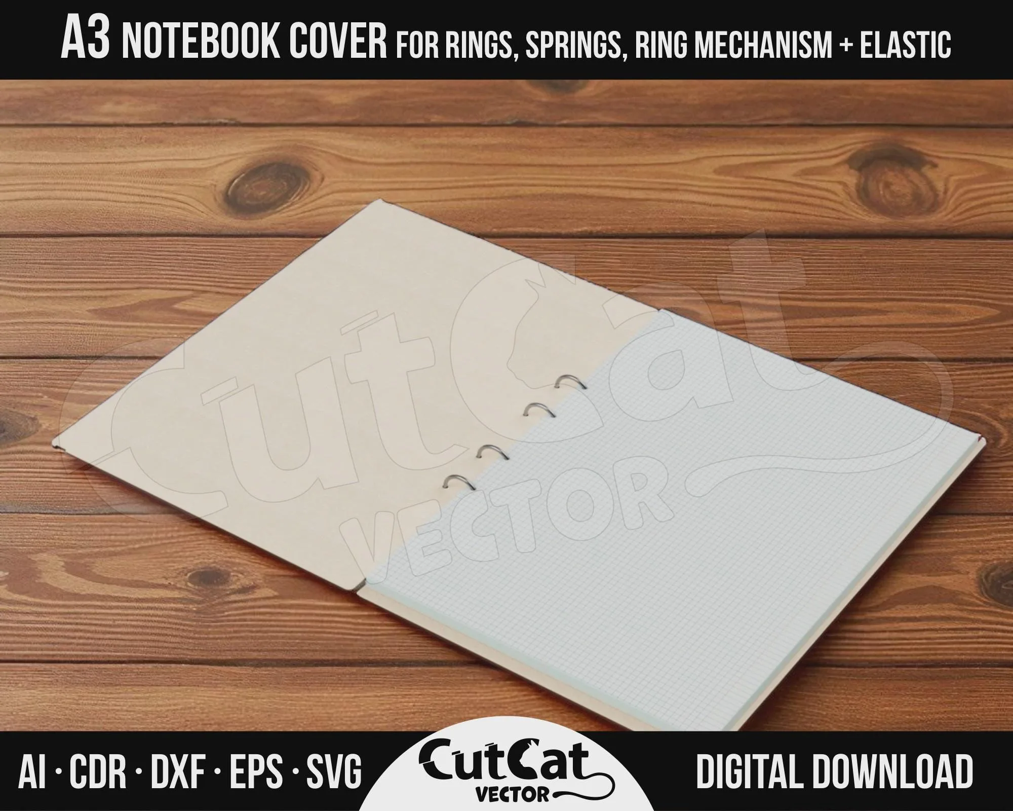 A3 Wooden Notebook Cover laser cut file – view 6