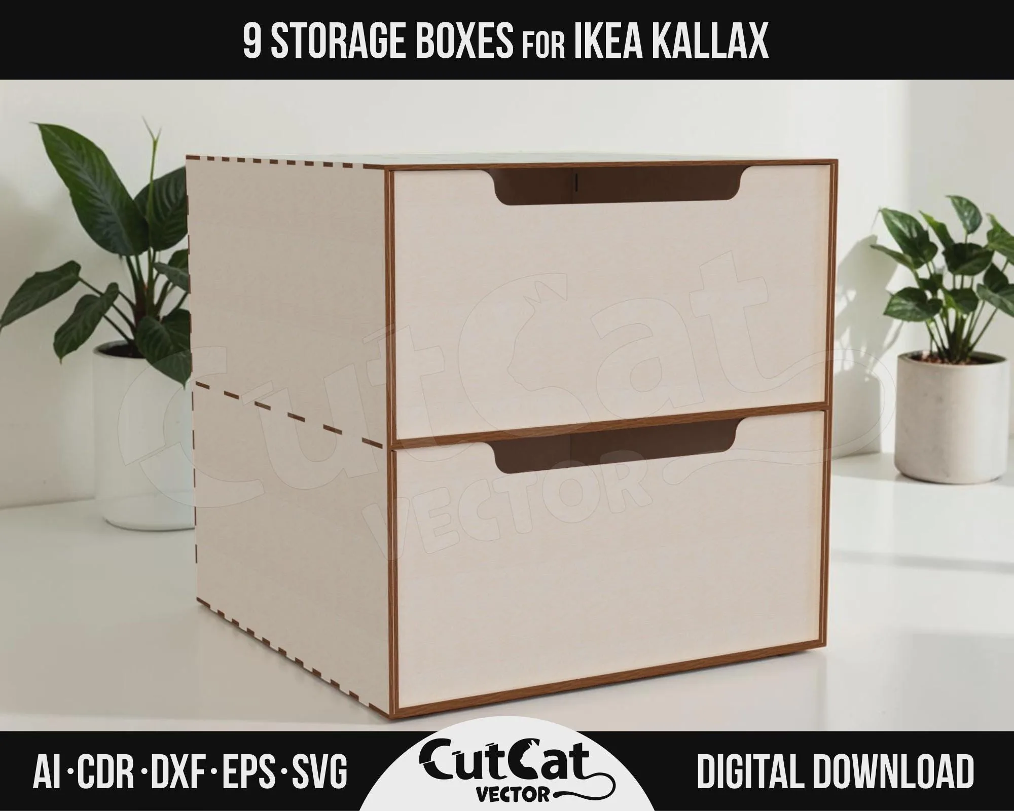 Kallax Two Drawer Chest laser cut file