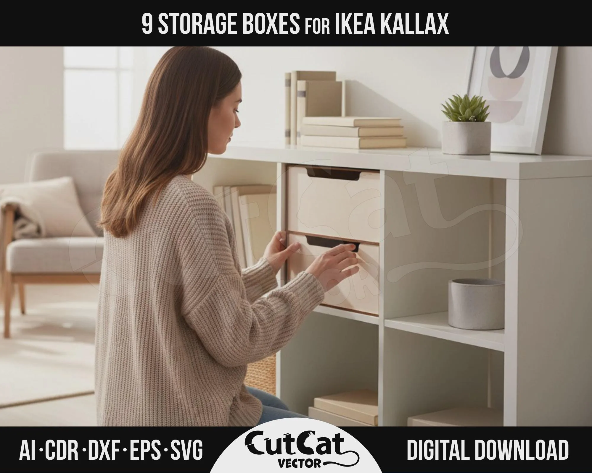 Kallax Two Drawer Chest laser cut file – view 3