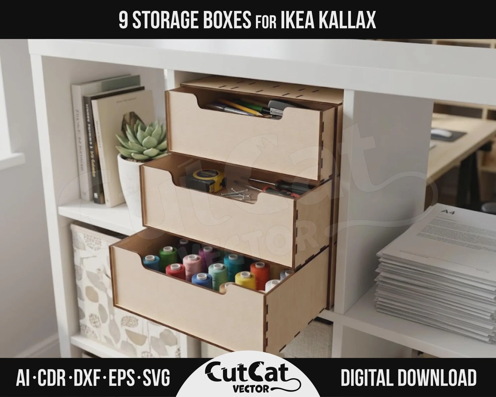 Kallax Three Drawer Chest laser cut file – view 5