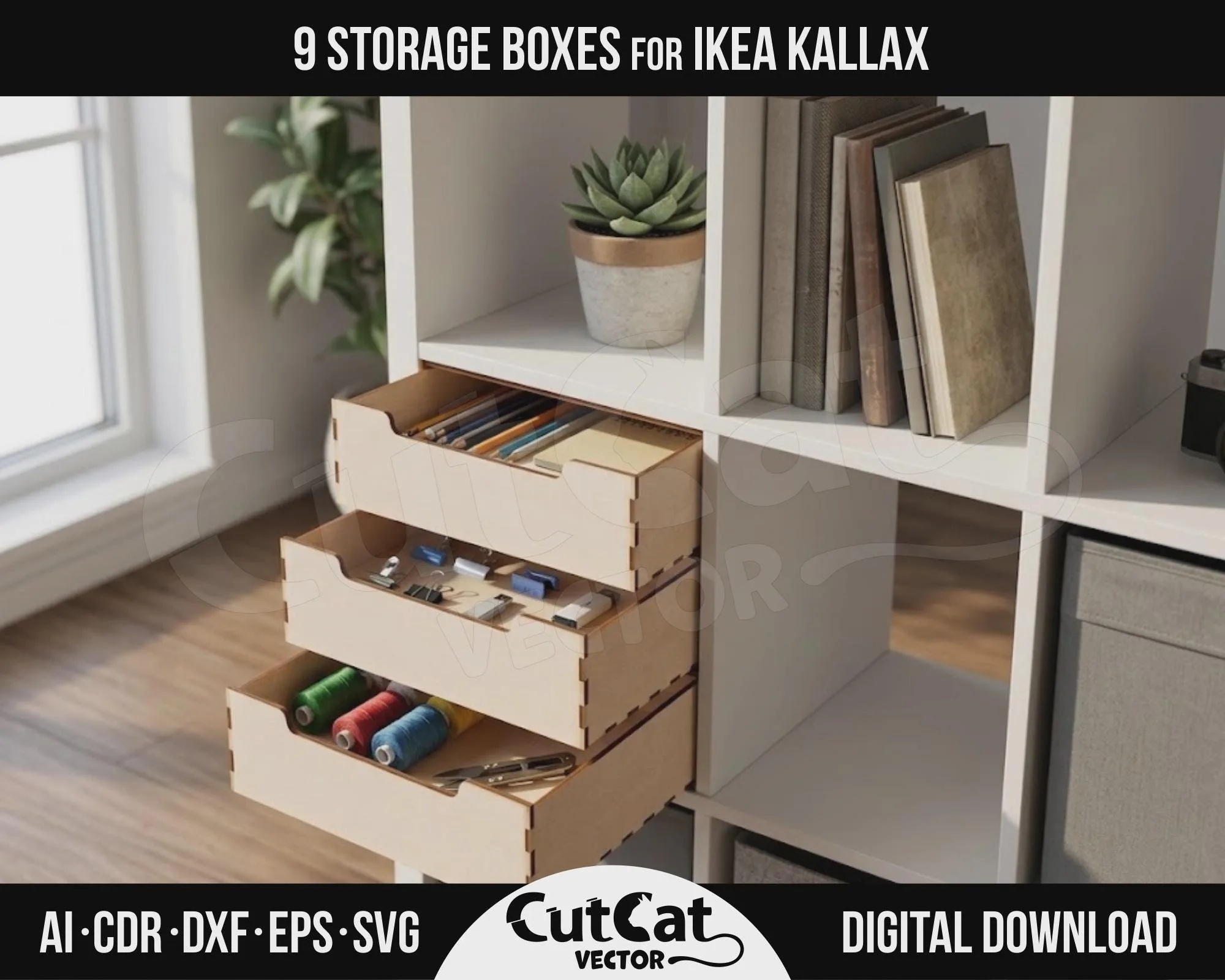 Kallax Three Drawer Chest laser cut file – view 2
